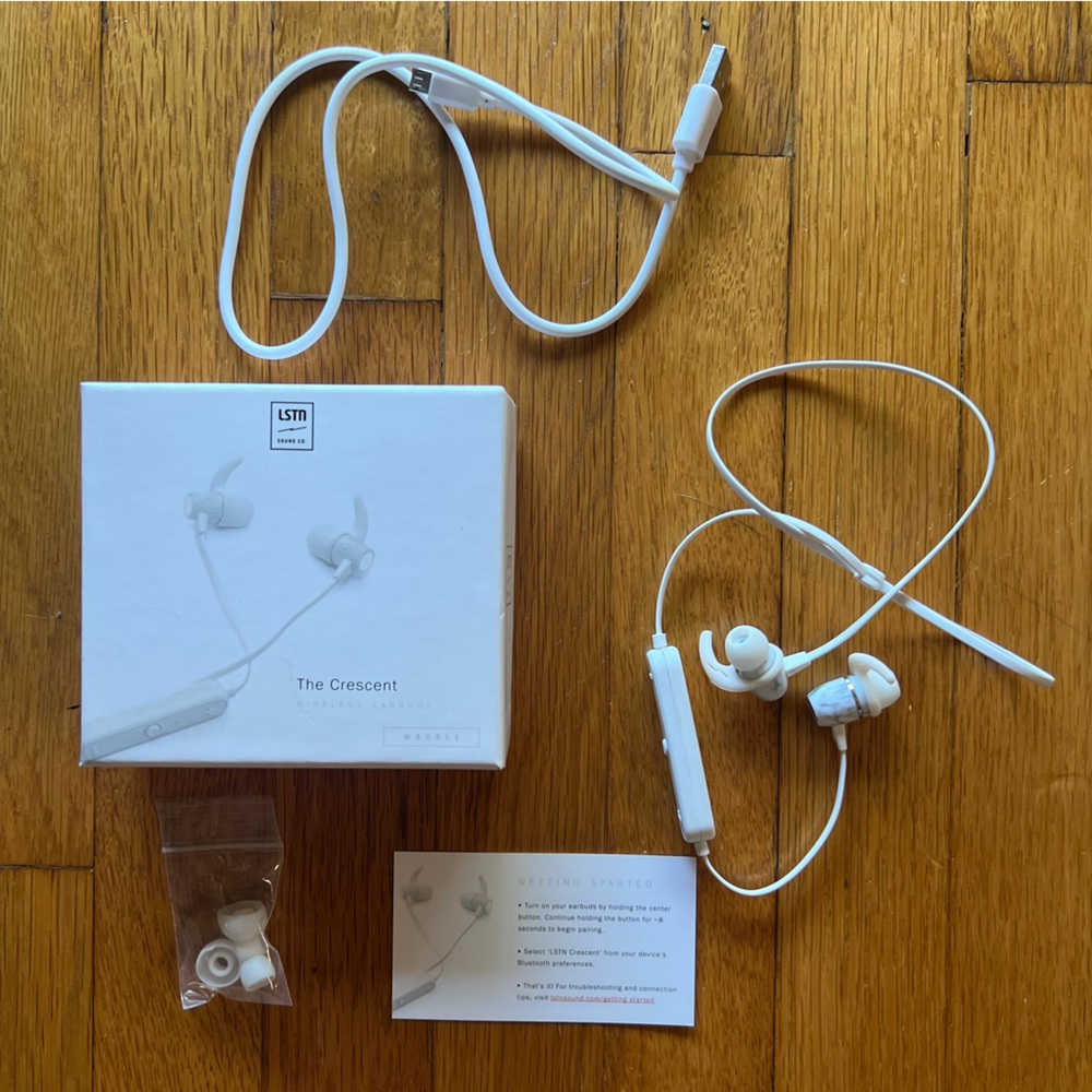 LSTN Sound Co. The Crescent Wireless Earbuds, Marble